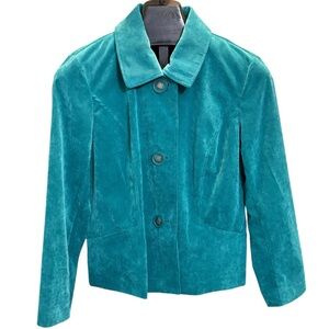 R Q T Teal Brushed Corduroy Blazer Women's Size Small Lightweight Teal Jacket